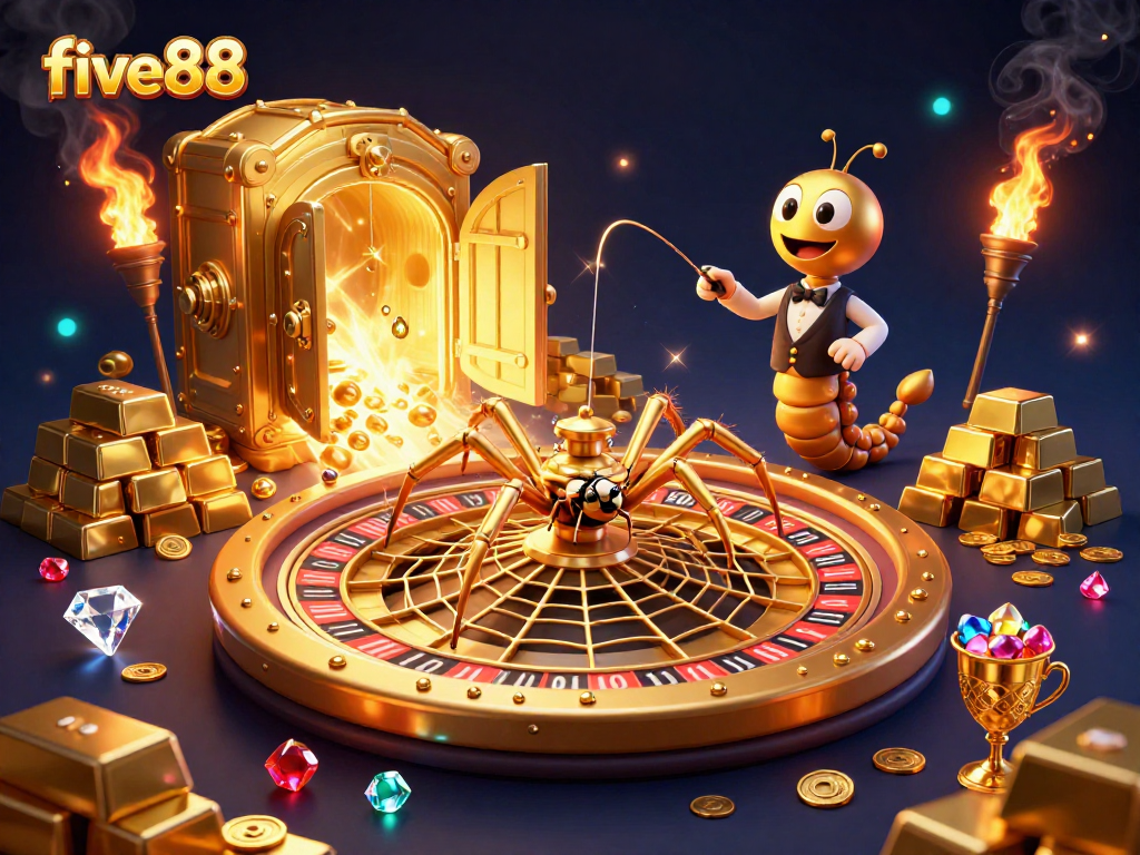 Experience thrilling wins at five88 with a golden spider spinning roulette and a centipede dealer.